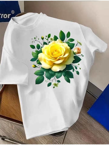 Women's Bright Floral Print Short Sleeve