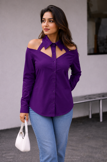 Cold Shoulder Cut-Out Shirt