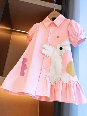New Summer Collection Cute Asymmetrical Pleated Shirt Dress