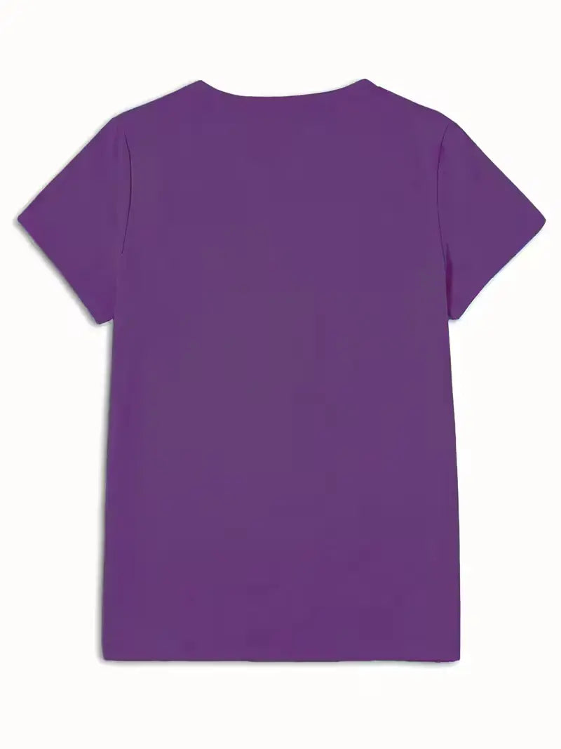 Patterned Printed T-Shirt, Short-Sleeve Round Neck Casual Top