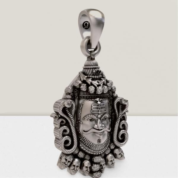 Silver Mahakal Pendant WIth Chain