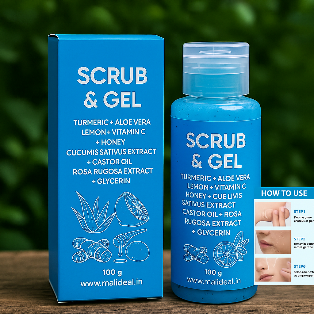100 % Pure Natural Ingredient - 100gm Scrub & Gel and 120gm Face Pack