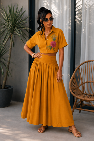 Embroidered Floral Crop Top