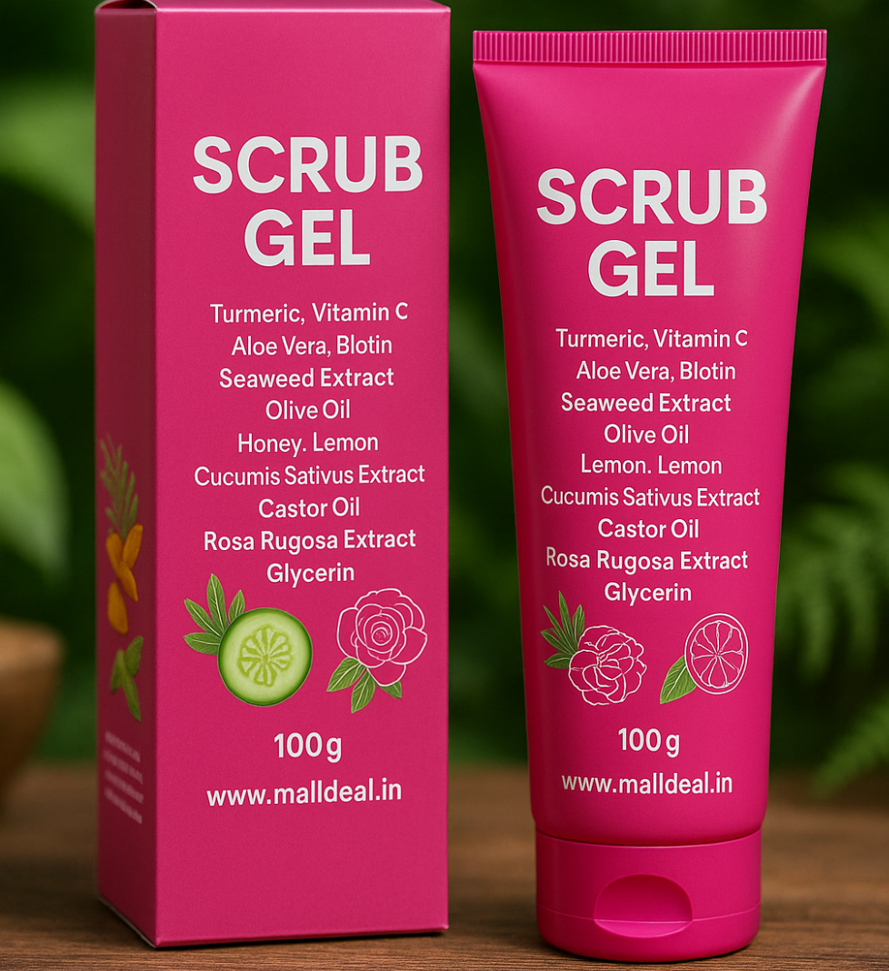 Turmeric & Lemon, Aloe Vera Scrub Gel 100g Moisturizing Care, Skin Brightening, Travel-Friendly Size
