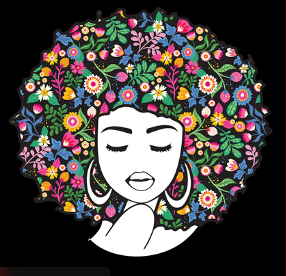 Afro T-Shirt - Natural Curly Black Hair Floral Flowers Black Pride