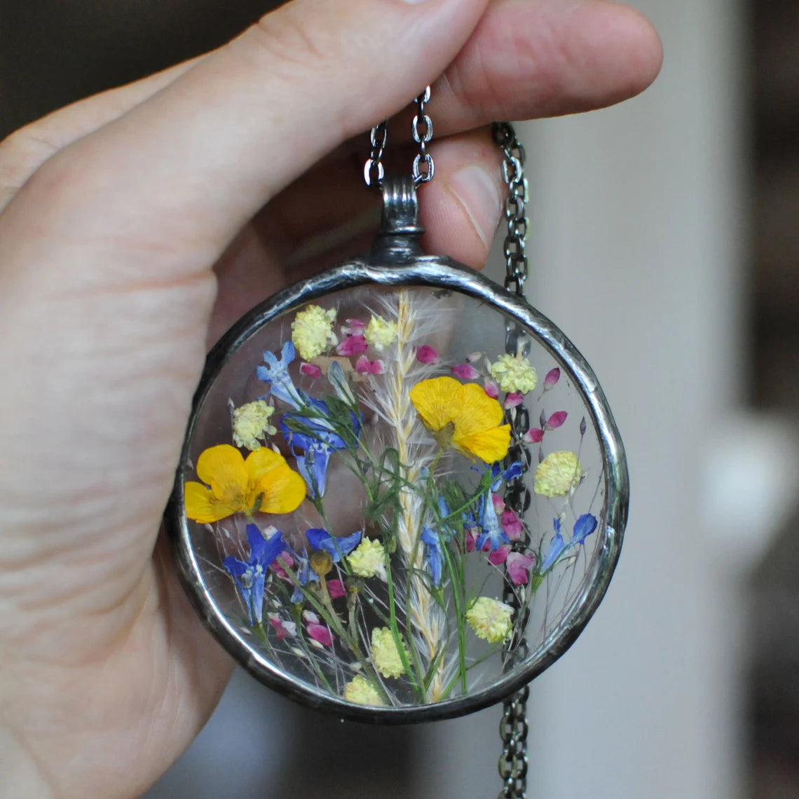 Botanical Necklace, Flower Jewelry, Pressed Flower Necklace