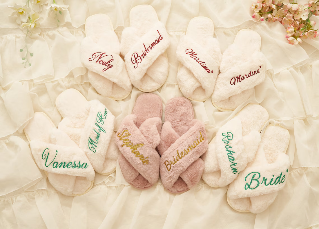 Custom Fluffy Slippers,Custom Bride Slippers