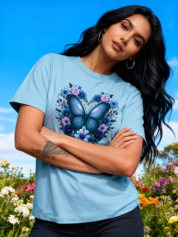 Beautiful Butterfly Floral Print T-Shirt